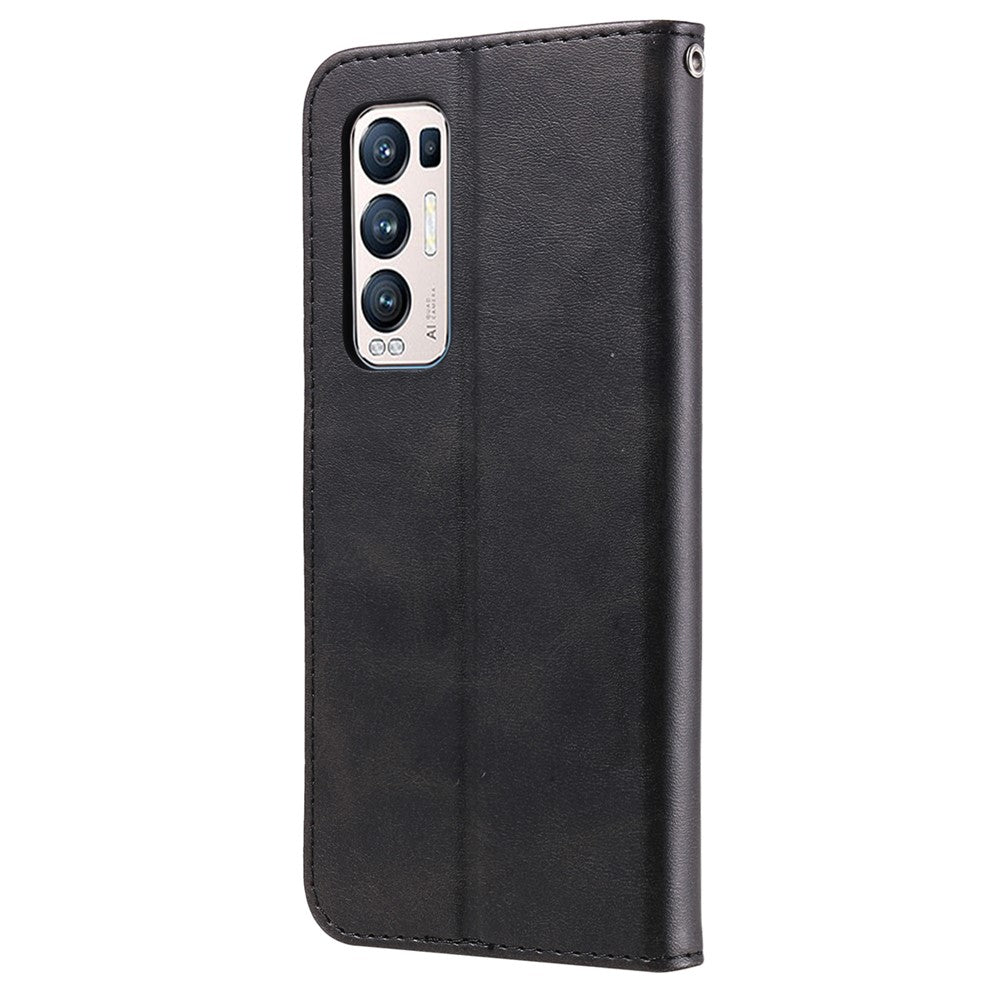 Zipper Pocket Full-Protection Leather Wallet Stand Phone Case Shell for Oppo Reno5 Pro+ 5G/Find X3 Neo