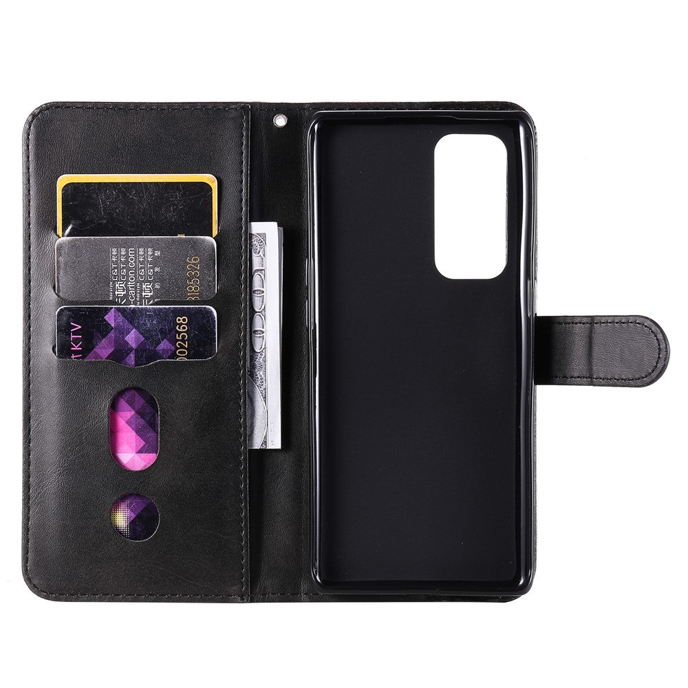 Zipper Pocket Full-Protection Leather Wallet Stand Phone Case Shell for Oppo Reno5 Pro+ 5G/Find X3 Neo