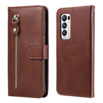 Zipper Pocket Full-Protection Leather Wallet Stand Phone Case Shell for Oppo Reno5 Pro+ 5G/Find X3 Neo