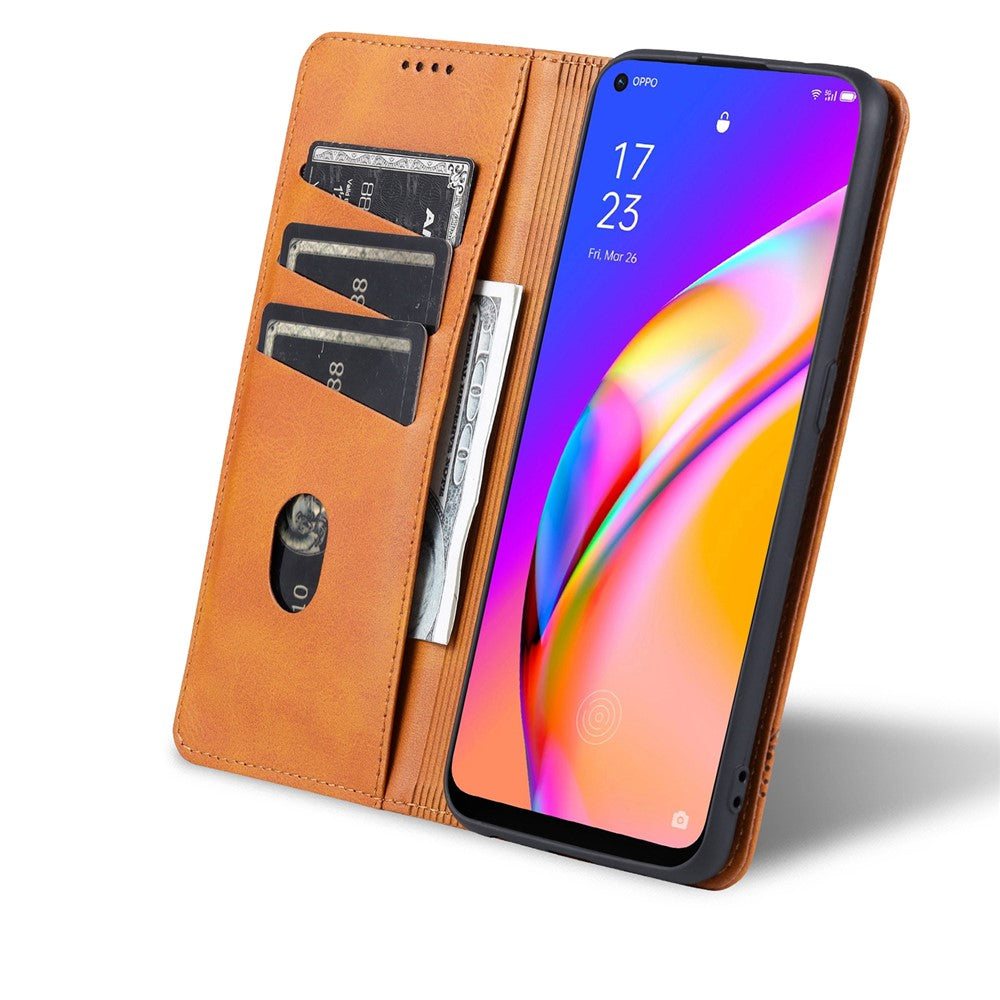 AZNS Självabsorberande Magnetiskt Stativ Läderfodral med Plånboksdesign till Oppo A94/F19 Pro/Reno5 Lite