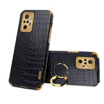 Electroplating Design Crocodile Texture PU Leather Coated TPU Precise Cutout Case Cover with Ring Holder for Xiaomi Redmi Note 10 Pro