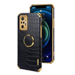 Electroplating Design Crocodile Texture PU Leather Coated TPU Precise Cutout Case Cover with Ring Holder for Xiaomi Redmi Note 10 Pro