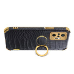 Electroplating Design Crocodile Texture PU Leather Coated TPU Precise Cutout Case Cover with Ring Holder for Xiaomi Redmi Note 10 Pro