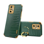 Electroplating Design Crocodile Texture PU Leather Coated TPU Precise Cutout Case Cover with Ring Holder for Xiaomi Redmi Note 10 Pro