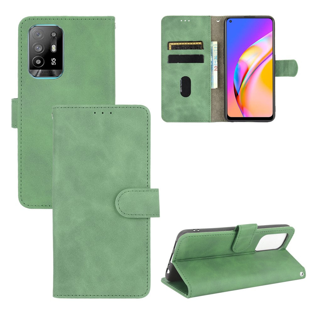 Pung-telefoncover med støttefod og "skin-touch"-overflade til Oppo F19 Pro+ 5G / A94 5G