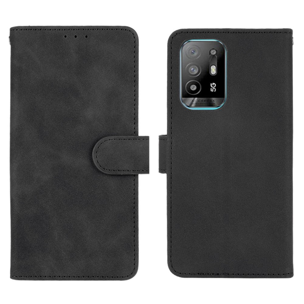 Pung-telefoncover med støttefod og "skin-touch"-overflade til Oppo F19 Pro+ 5G / A94 5G