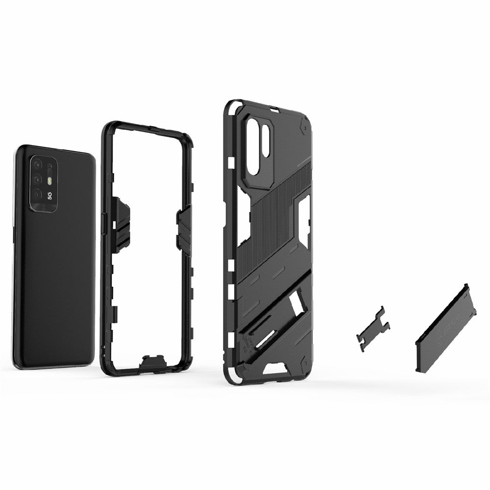 Foldable Kickstand Design PC + TPU Hybrid Phone Protection Case Cover for Oppo Reno5 Z 5G