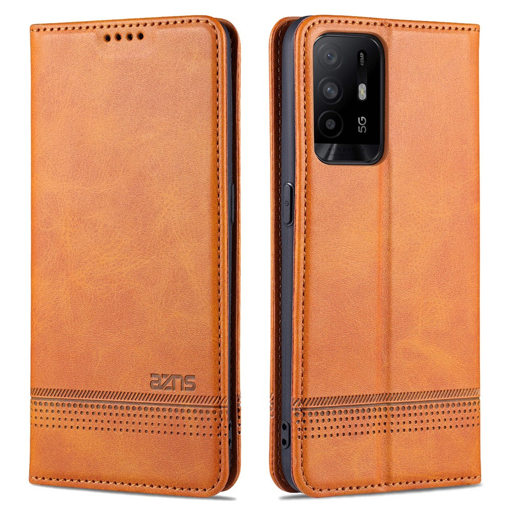 AZNS Auto-absorbed Magnet Well-Protected Full Protection Leather Stand Mobile Shell Case for Oppo A94 5G/A95 5G