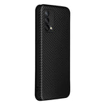 Självabsorberande kolfiberstruktur, stötsäkert läderfodral med korthållare och ringrem för Oppo F19/A74 4G