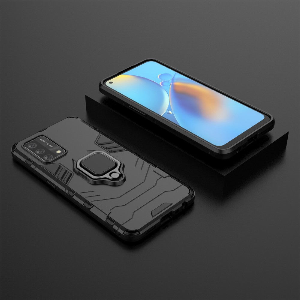 Kickstand Design Cool Guard PC + TPU Hybrid Phone Cover Case for Oppo A74 4G