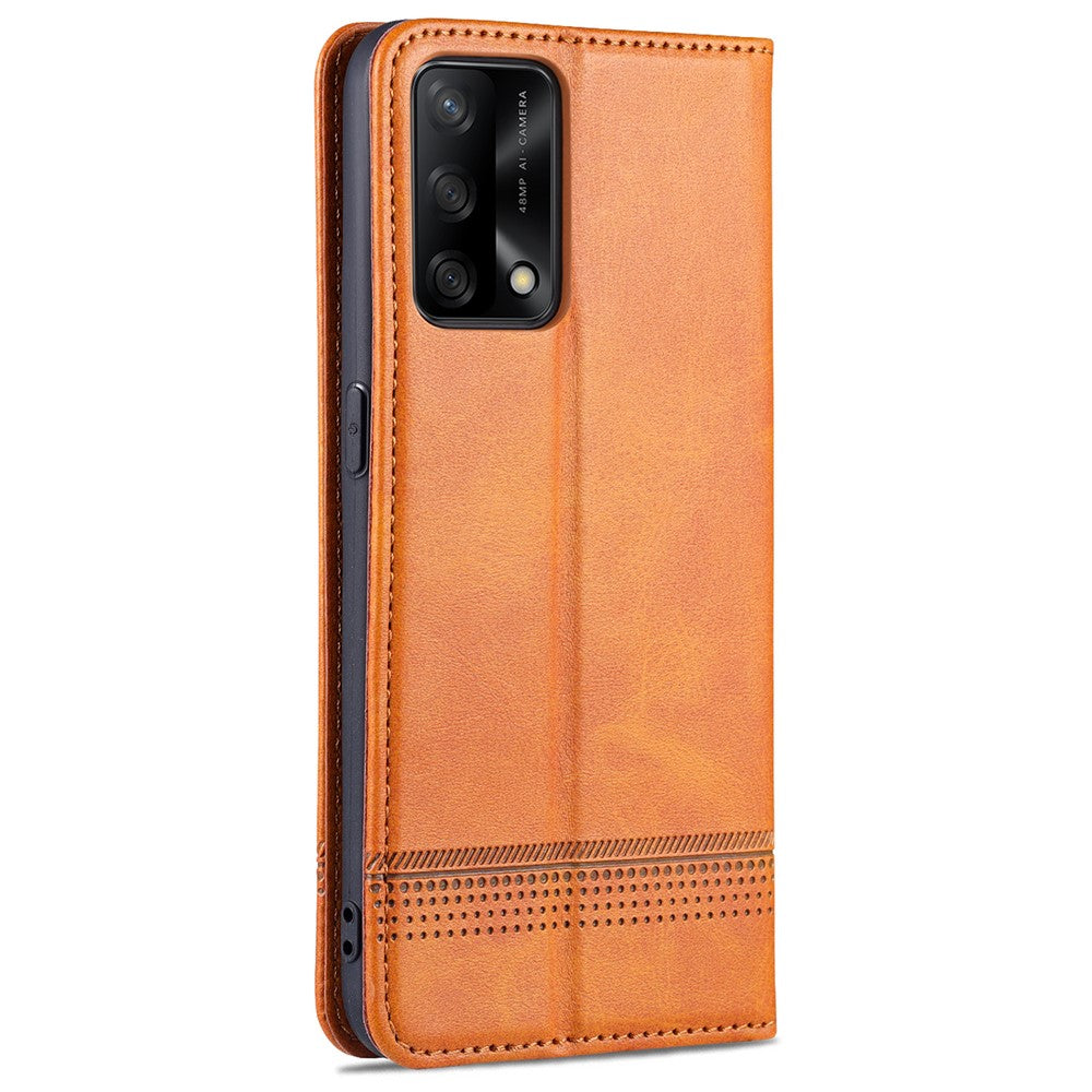 AZNS For Oppo A74 4G / Oppo F19 Phone Case Magnetic Absorption Folding Stand Flip Cover PU Leather Phone Protector with Wallet