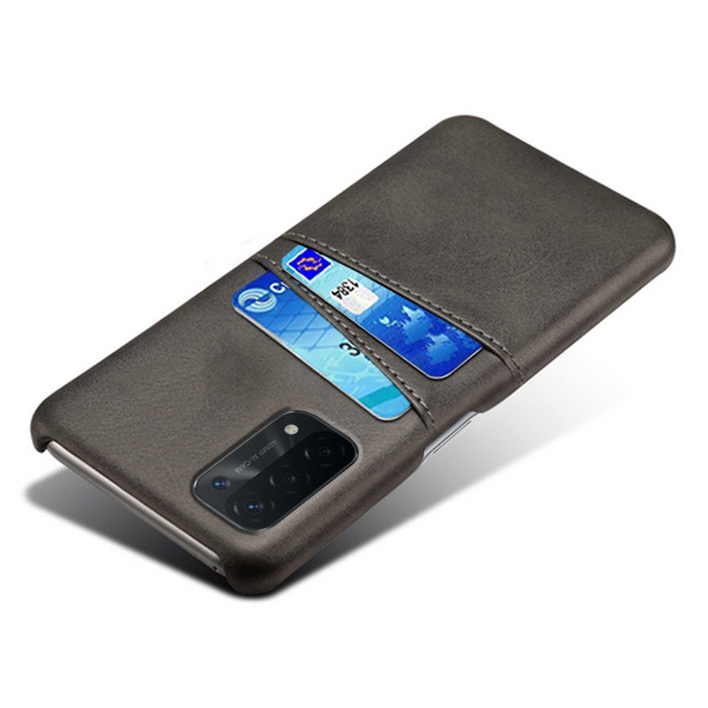 Dobbelt Kortplads PU Læderbelagt PC Skal Cover Etui til Oppo A74 5G / A54 5G / A93 5G
