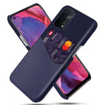 Bagcover i hårdt PC-plast med stoftekstur og læderoverflade med kortholder til Oppo A74 5G / A54 5G / A93 5G