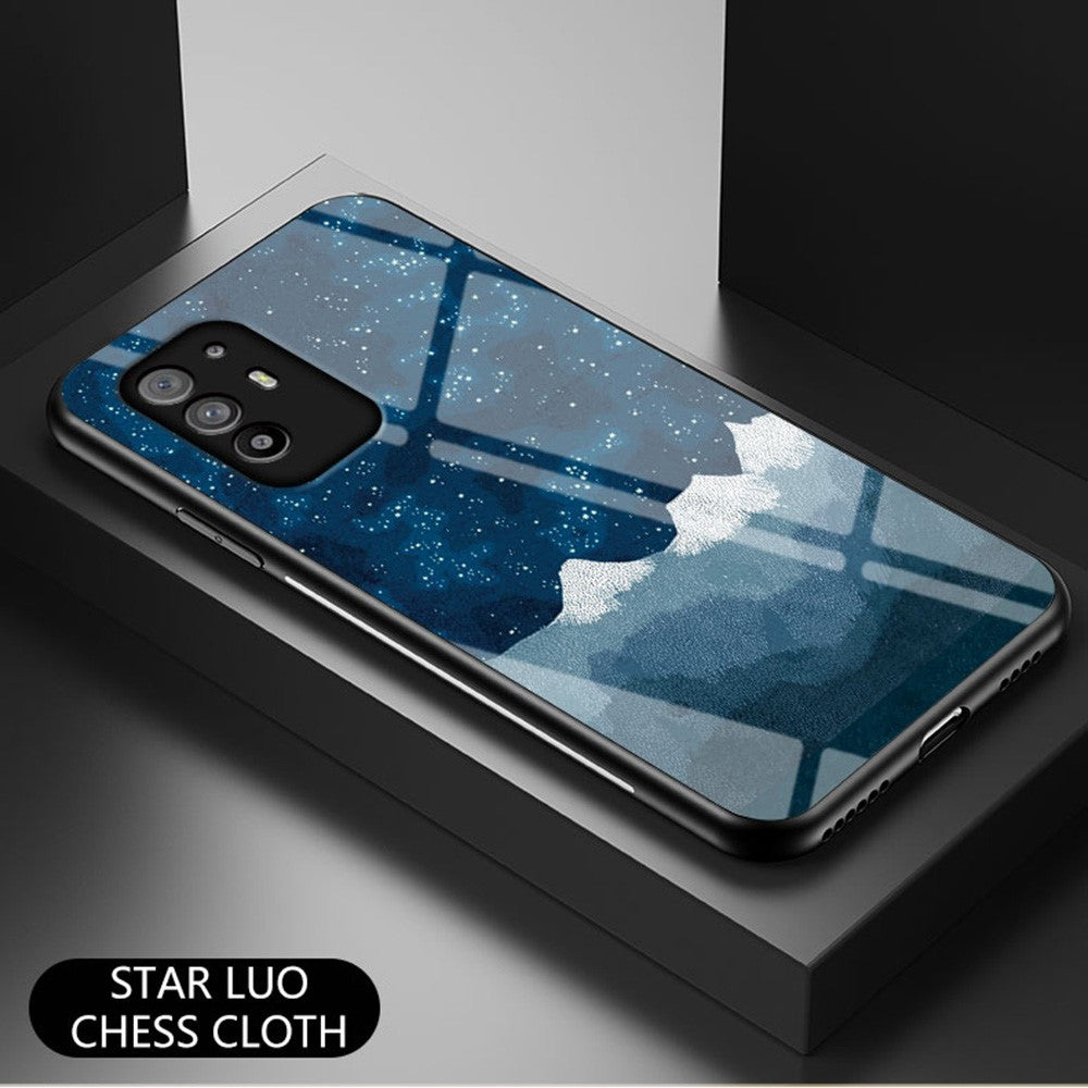 Stjärnklar himmelsmönster reptåligt härdat glas välskyddat hybridskal för Oppo A94 5G/Reno5 Z/F19 Pro+ 5G