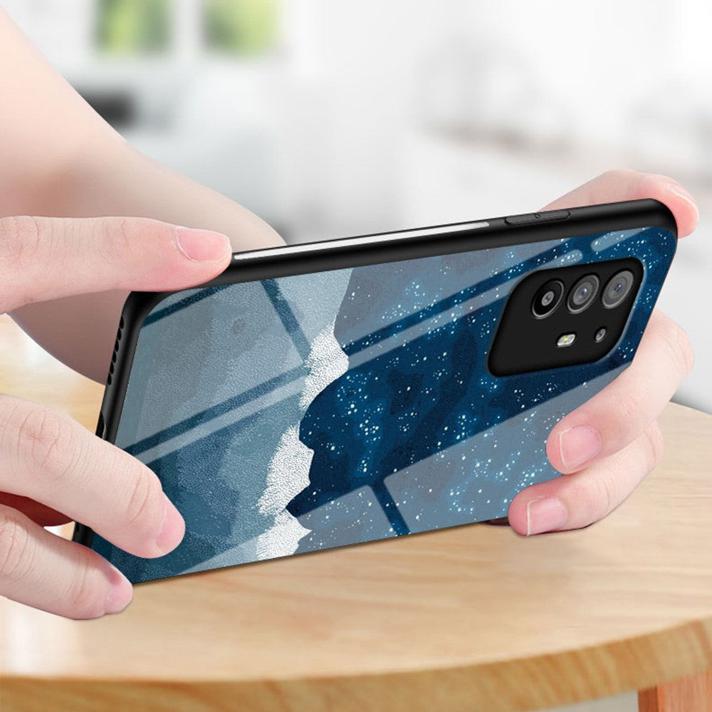 Stjärnklar himmelsmönster reptåligt härdat glas välskyddat hybridskal för Oppo A94 5G/Reno5 Z/F19 Pro+ 5G