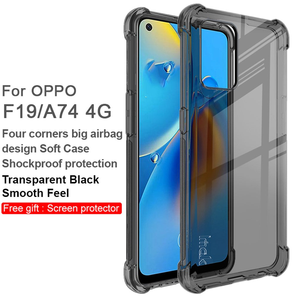 IMAK Sheer Flexible TPU Case Well-Protected Cover with High Transparency Screen Protector for Oppo F19 4G/A74 4G