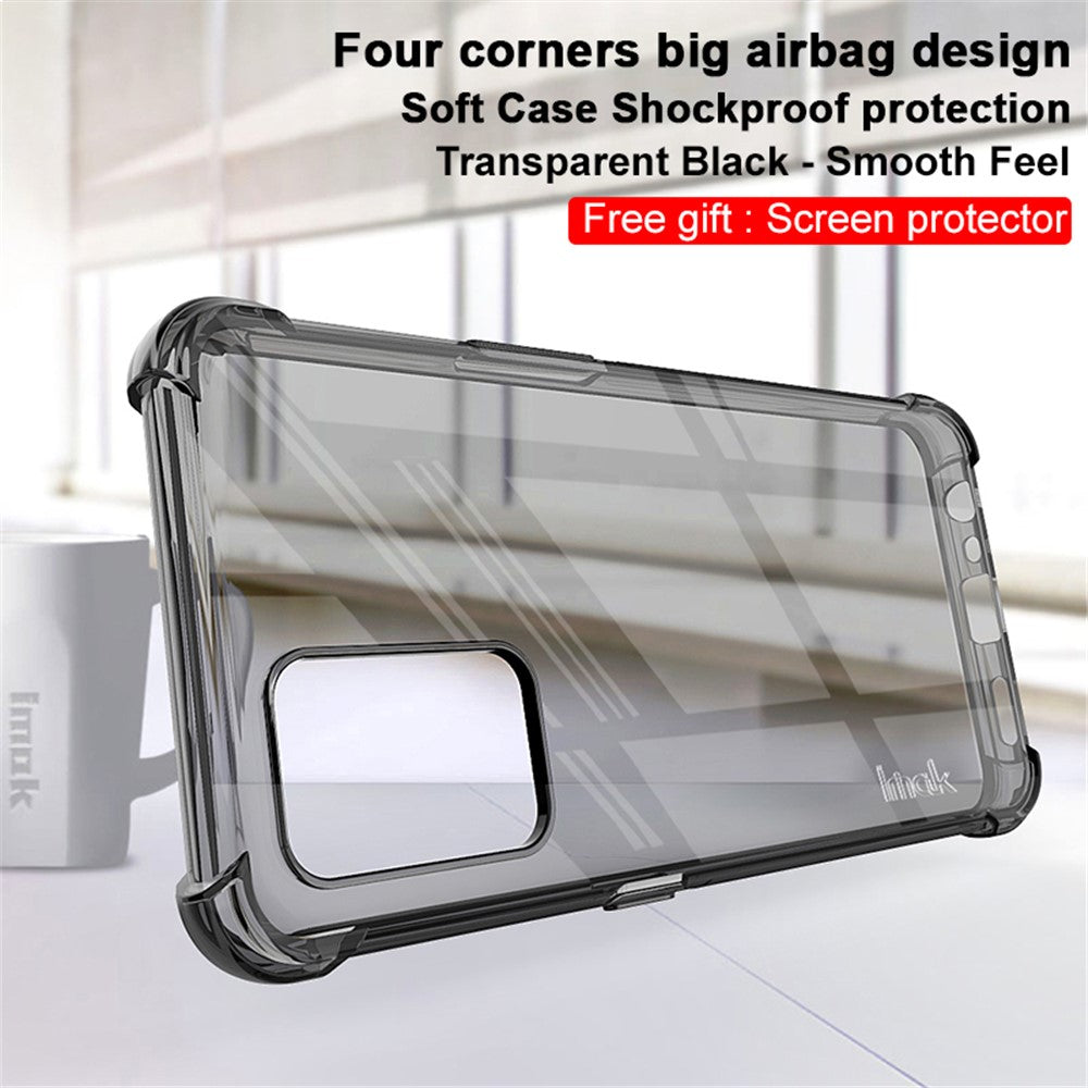 IMAK Sheer Flexible TPU Case Well-Protected Cover with High Transparency Screen Protector for Oppo F19 4G/A74 4G