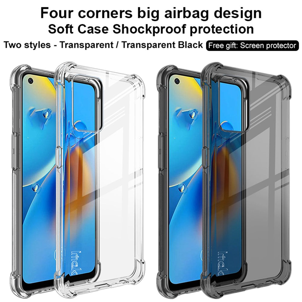 IMAK Sheer Flexible TPU Case Well-Protected Cover with High Transparency Screen Protector for Oppo F19 4G/A74 4G