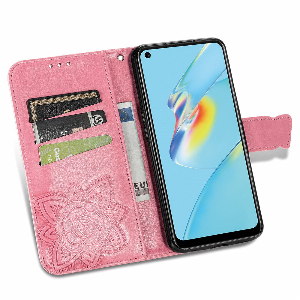 Full Protection Big Butterfly Imprinting Leather Wallet Stand Design Phone Shell for Oppo A54 4G