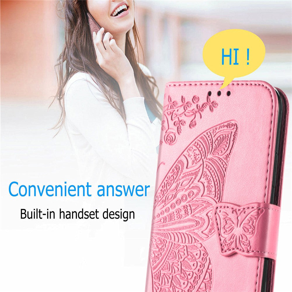 Full Protection Big Butterfly Imprinting Leather Wallet Stand Design Phone Shell for Oppo A54 4G