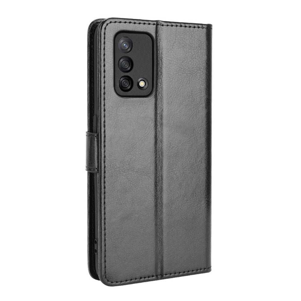 Wallet Design Crazy Horse Skin Leather Stand Shell with Strap for Oppo A74 4G / F19
