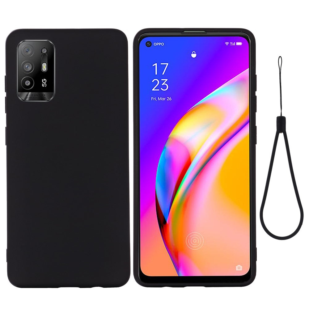 For Oppo F19 Pro+ 5G Soft Liquid Silicone Phone Case Anti-Scratch Phone Cover with Strap