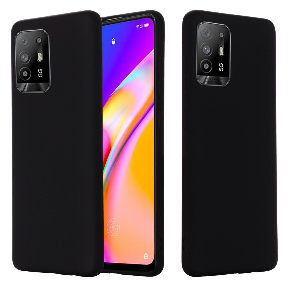 For Oppo F19 Pro+ 5G Soft Liquid Silicone Phone Case Anti-Scratch Phone Cover with Strap