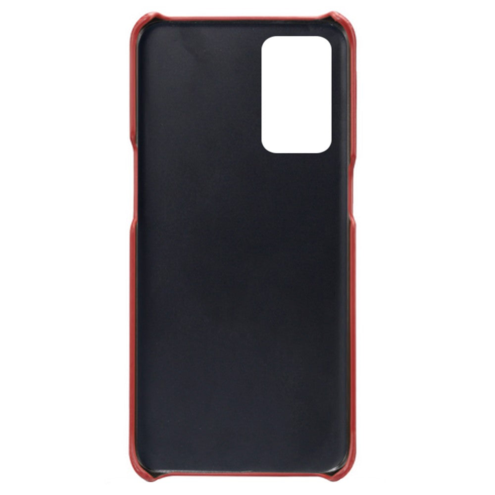 Double Card Slots PU Leather Coated PC Shell Cover Case for Oppo Reno6 5G