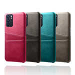 Double Card Slots PU Leather Coated PC Shell Cover Case for Oppo Reno6 5G