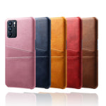 Double Card Slots PU Leather Coated PC Shell Cover Case for Oppo Reno6 5G