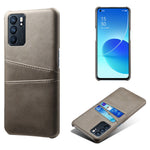 Double Card Slots PU Leather Coated PC Shell Cover Case for Oppo Reno6 5G