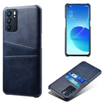 Double Card Slots PU Leather Coated PC Shell Cover Case for Oppo Reno6 5G