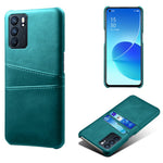 Double Card Slots PU Leather Coated PC Shell Cover Case for Oppo Reno6 5G