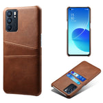 Double Card Slots PU Leather Coated PC Shell Cover Case for Oppo Reno6 5G