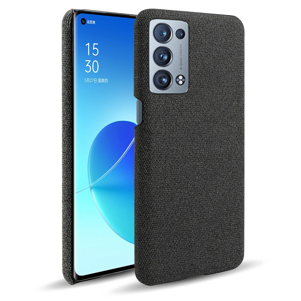 Well-Protected Cloth Coated Plastic Phone Case for Oppo Reno6 Pro+ 5G / Pro 5G (Snapdragon)