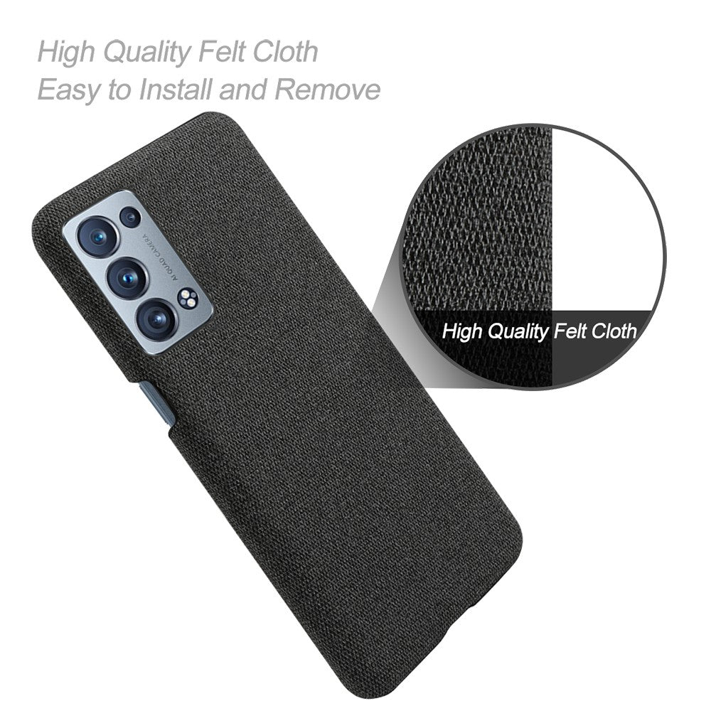 Well-Protected Cloth Coated Plastic Phone Case for Oppo Reno6 Pro+ 5G / Pro 5G (Snapdragon)