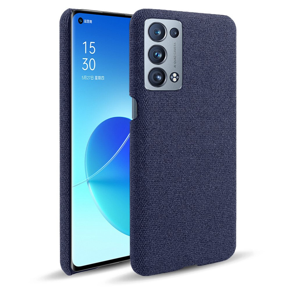 Well-Protected Cloth Coated Plastic Phone Case for Oppo Reno6 Pro+ 5G / Pro 5G (Snapdragon)