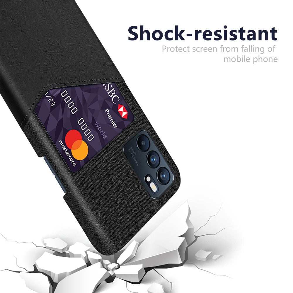 Cloth Texture PC PU Leather Phone Case with Card Slot for Oppo Reno6