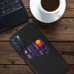 Cloth Texture PC PU Leather Phone Case with Card Slot for Oppo Reno6
