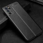 Litchi Texture Full Coverage Leather Flexible TPU Protective Back Cover Case for Oppo Reno6 5G