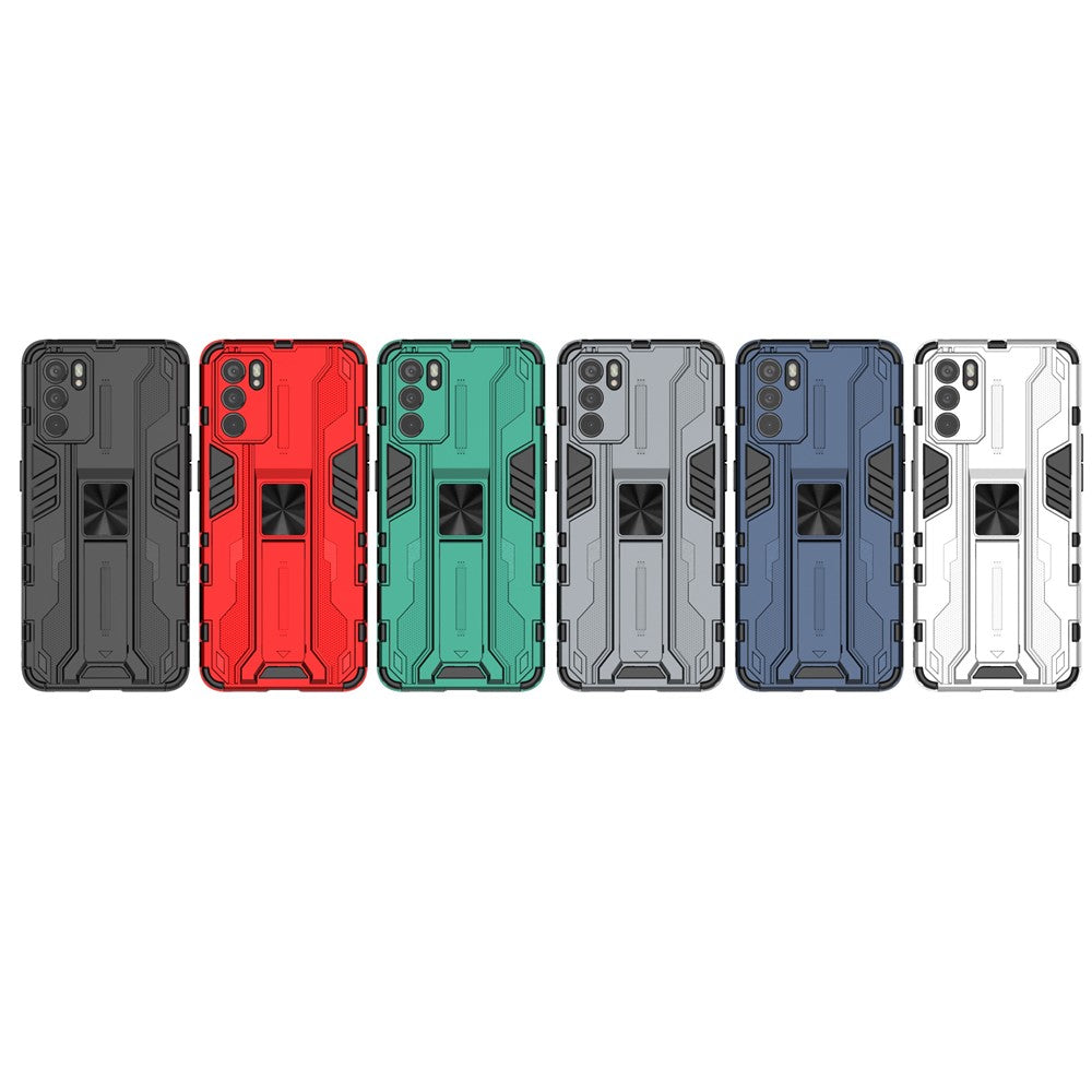 Sturdy Kickstand Hybrid Hard PC + Soft TPU Shockproof Full Body Protective Case for Oppo Reno6 5G