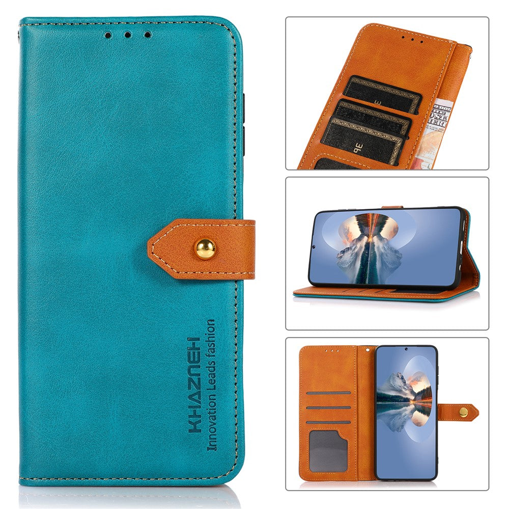 KHAZNEH Stand Wallet Protective Case Cell Phone Leather Cover with Golden Magnetic Clasp for Oppo Reno6 5G