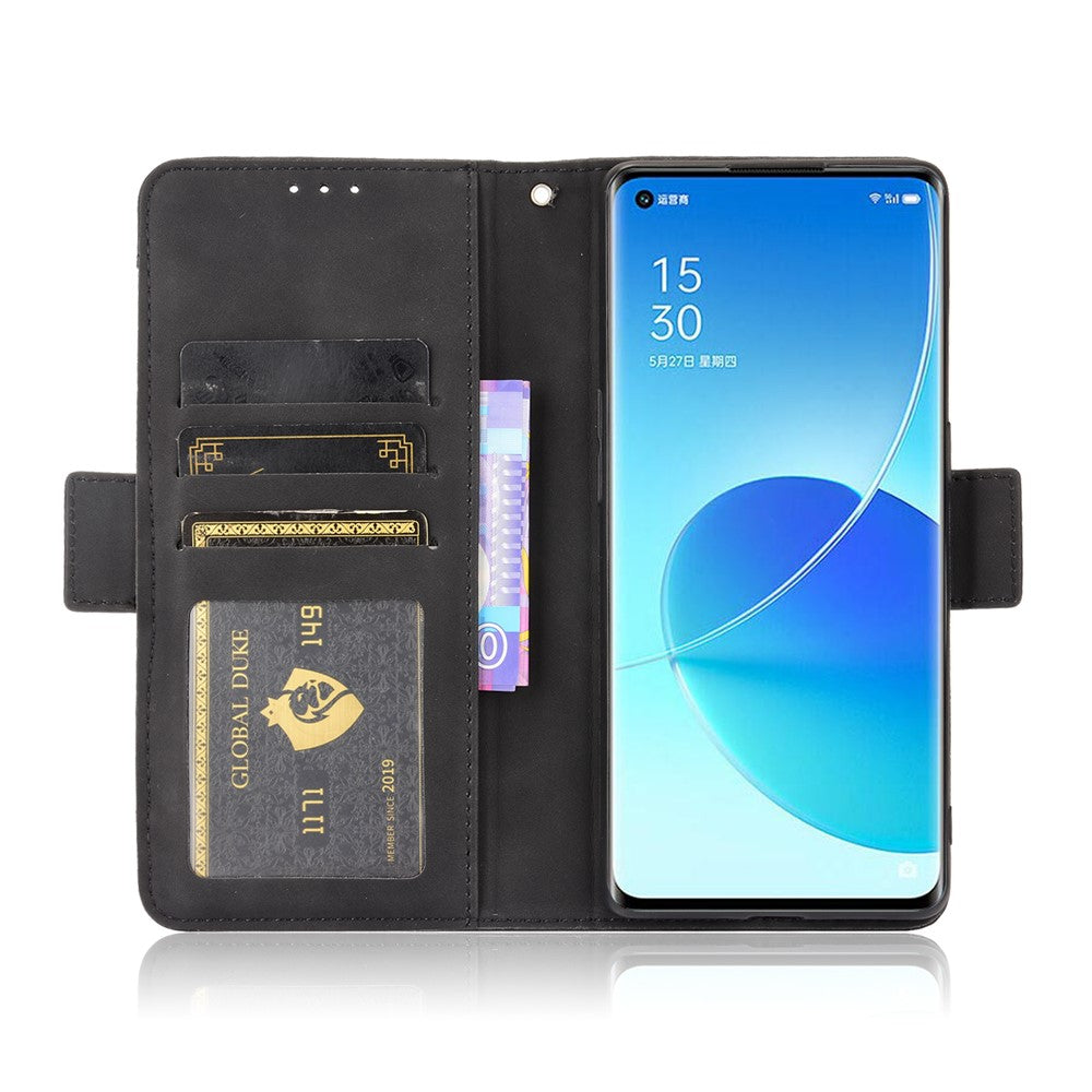 Plånboksfodral i PU-läder med flera kortfack och stativ för Oppo Reno6 Pro+ 5G/Pro 5G (Snapdragon)