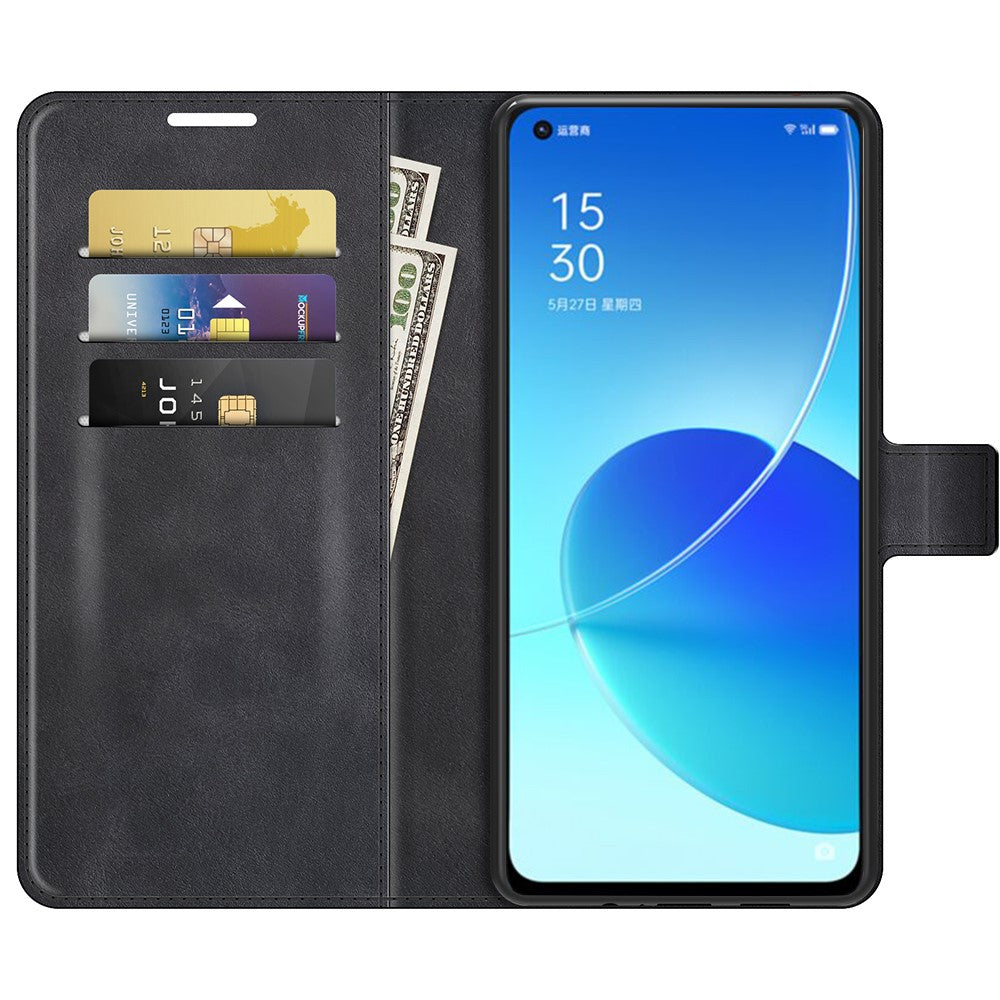 Magnetic Square Clasp Leather Stand Case Cover with Wallet for Oppo Reno6 5G