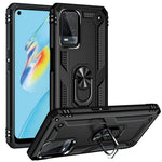 PC + TPU + Metal Hybrid Case Shockproof Phone Cover with Finger Ring Kickstand for Oppo A54 4G