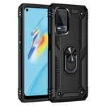 PC + TPU + Metal Hybrid Case Shockproof Phone Cover with Finger Ring Kickstand for Oppo A54 4G