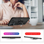PC + TPU + Metal Hybrid Case Shockproof Phone Cover with Finger Ring Kickstand for Oppo A54 4G