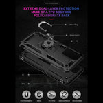 PC + TPU + Metal Hybrid Case Shockproof Phone Cover with Finger Ring Kickstand for Oppo A54 4G
