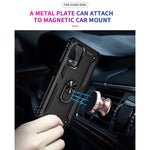 PC + TPU + Metal Hybrid Case Shockproof Phone Cover with Finger Ring Kickstand for Oppo A54 4G