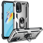 PC + TPU + Metal Hybrid Case Shockproof Phone Cover with Finger Ring Kickstand for Oppo A54 4G